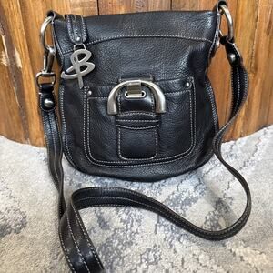 B MAKOWSKY BLACK PEBBLED LEATHER CROSSBODY PURSE B